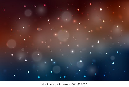 Dark Blue, Red vector layout with bright snowflakes. Blurred decorative design in xmas style with snow. New year design for your ad, poster, banner.