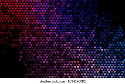 Dark Blue, Red vector lovely background with hearts. Valentines greeting card with cute hearts. Abstract pattern for your design, website, ad.