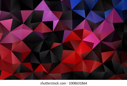 Dark Blue, Red vector low poly template. A vague abstract illustration with gradient. The textured pattern can be used for background.