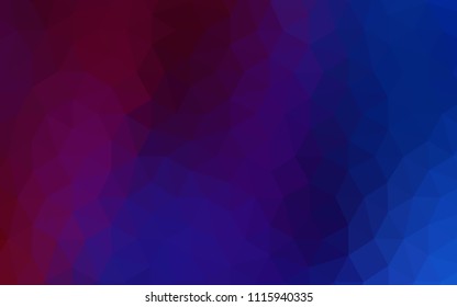 Dark Blue, Red vector low poly layout. Colorful abstract illustration with triangles. Triangular pattern for your design.