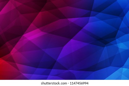 Dark Blue, Red vector low poly cover. Elegant bright polygonal illustration with gradient. Best triangular design for your business.