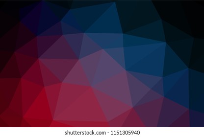 Dark Blue, Red vector low poly cover. Shining illustration, which consist of triangles. The elegant pattern can be used as part of a brand book.