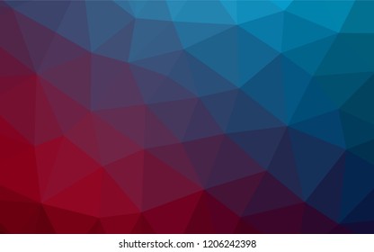 Dark Blue, Red vector low poly cover. Shining illustration, which consist of triangles. Triangular pattern for your business design.