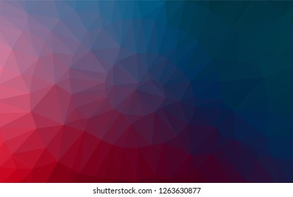 Dark Blue, Red vector low poly layout. Triangular geometric sample with gradient.  The template can be used as a background for cell phones.