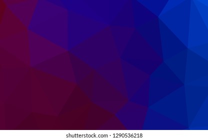 Dark Blue, Red vector low poly texture. Shining polygonal illustration, which consist of triangles. Polygonal design for your web site.