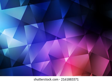 Dark Blue, Red Vector Low Poly Layout. Triangular Geometric Sample With Gradient.  Template For Cell Phone's Backgrounds.