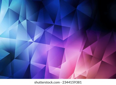 Azul oscuro, vector rojo baja textura de poli. Ilustración colorida y brillante con triángulos. Patrón triangular para tu diseño.