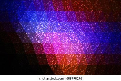 Dark Blue, Red vector low poly crystal background with snowflakes. Polygon christmas design pattern . Low poly illustration of New Year celebration.