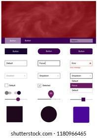 Dark Blue, Red vector Material Design Kit with stars. Decorative ui kit design in abstract style with colorful sky. Simple colorful design for websites.