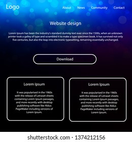 Dark Blue, Red vector Material Design Kit with stars. Web ui kit with abstract gradient clouds in its header. This sample is for your website.