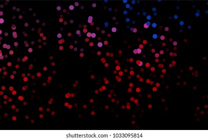 Dark Blue, Red vector modern geometrical circle abstract background. Dotted texture template. Geometric pattern in halftone style with gradient. 