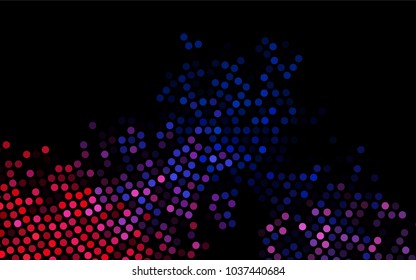 Dark Blue, Red vector modern geometrical circle abstract background. Dotted texture template. Geometric pattern in halftone style with gradient. 