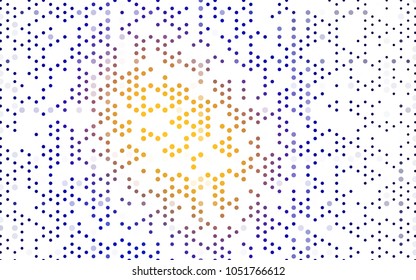 Dark Blue, Red vector modern geometrical circle abstract background. Dotted texture template. Geometric pattern in halftone style with gradient. 