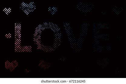 Dark Blue, Red vector modern geometrical circle abstract background. Dotted texture template. Geometric pattern in halftone style with gradient. 