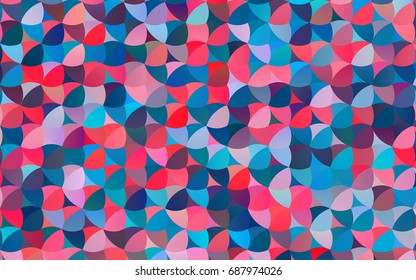 Dark Blue, Red vector modern geometrical circle abstract background. Dotted texture template. Geometric pattern in halftone style with gradient. 