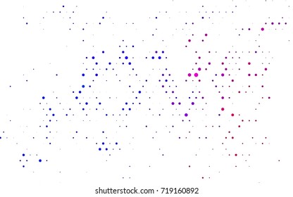 Dark Blue, Red vector modern geometrical circle abstract background. Dotted texture template. Geometric pattern in halftone style with gradient. 