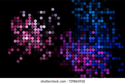 Dark Blue, Red vector modern geometrical circle abstract background. Dotted texture template. Geometric pattern in halftone style with gradient. 