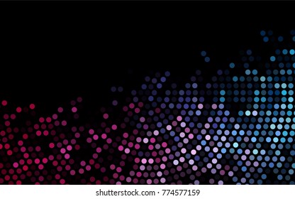 Dark Blue, Red vector modern geometrical circle abstract background. Dotted texture template. Geometric pattern in halftone style with gradient. 