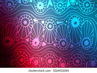 Dark Blue, Red vector natural abstract pattern. Doodles on blurred abstract background with gradient. Hand painted design for web, leaflet, textile.