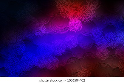 Dark Blue, Red vector natural abstract background. An elegant bright illustration with flowers in Natural style. Hand painted design for web, leaflet, textile.