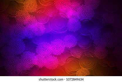 Dark Blue, Red vector natural elegant background. Blurred decorative design in Indian style with flowers. The textured pattern can be used for website.