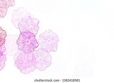 Dark Blue, Red vector natural backdrop with leaves. Abstract illustration with flowers in doodles style. Hand painted design for web, leaflets.