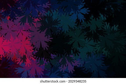 Dark Blue, Red vector natural pattern with flowers. Doodle illustration of flowers in Origami style. Hand painted design for web, leaflets.