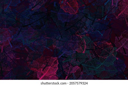 Dark Blue, Red vector natural backdrop with leaves. Colorful abstract illustration with leaves in doodle style. New design for your business.