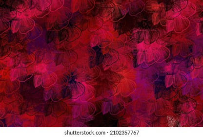 Azul oscuro, rojo vector fondo natural con flores. Ilustración abstracta moderna con flores. El mejor diseño para su negocio.