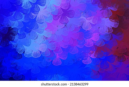 Dark Blue, Red vector natural background with trees, branches. Colorful illustration with flowers in doodle style. The best design for your business.