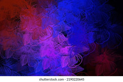 Dunkelblau, roter, Vektorhintergrund mit Blumen. Moderne abstrakte Illustration mit Blumen. Neues Design für Ihr Unternehmen.