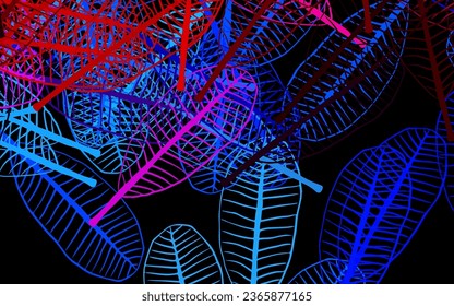 Dark Blue, Red vector natural artwork with flowers, leaves. Glitter abstract illustration with leaves and flowers. Doodle design for your web site.