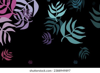 Azul oscuro, rojo vectorial, arte natural con hojas. Ilustración abstracta brillante con garabatos y hojas. Una nueva textura para tu diseño de papel pintado.