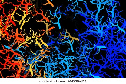 Dark Blue, Red vector natural backdrop with branches, leaves. Creative illustration in blurred style with leaves, branches. Hand painted design for web, leaflets.