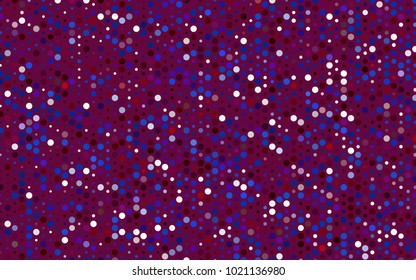 Dark Blue, Red vector pattern with colored spheres. Geometric sample of repeating circles on white background in halftone style.