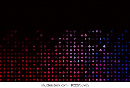 Dark Blue, Red vector pattern with symbol of cards. Shining illustration with hearts, spades, clubs, diamonds. Pattern for leaflets of poker games, events.