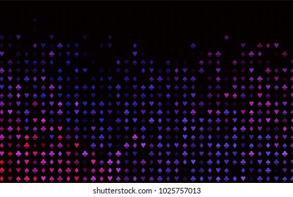 Dark Blue, Red vector pattern with symbol of cards. Illustration with set of hearts, spades, clubs, diamonds. Pattern for booklets, leaflets of gambling houses.