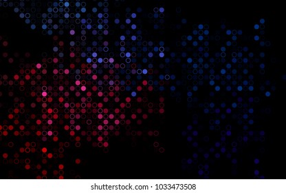 Dark Blue, Red vector  pattern with spheres. Glitter abstract illustration with blurred drops of rain. Completely new template for your brand book.