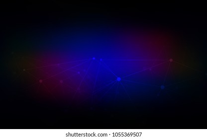 Dark Blue, Red vector pattern with spheres, triangles. Colorful illustration with circles and lines in futuristic style. Pattern can be used for beautiful websites.