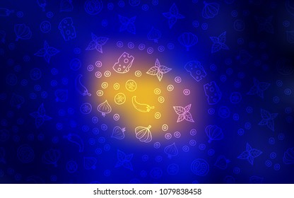 Dark Blue, Red vector pattern with fresh ingredients. Illustration with set of fresh food in doodle style. Doodle design for your business advert of cafes.