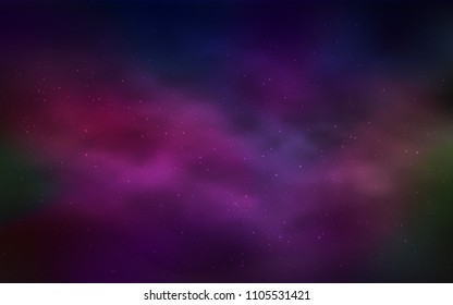 Dark Blue, Red vector pattern with night sky stars. Blurred decorative design in simple style with galaxy stars. Smart design for your business advert.