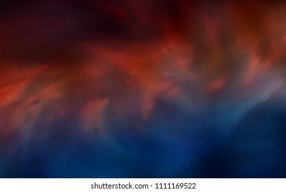 Dark Blue, Red vector pattern with night sky stars. Blurred decorative design in simple style with galaxy stars. Pattern for futuristic ad, booklets.