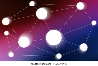 Dark Blue, Red vector pattern with spheres, triangles. Glitter abstract illustration with connection of triangle structure. Beautiful design for your business advert.