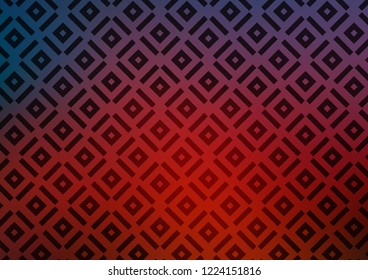 Dark Blue, Red vector pattern with lines, rectangles. Colorful lines, squares on abstract background with gradient. Backdrop for TV commercials.