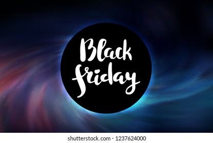Dark Blue, Red vector pattern with a black hole, stars. Gradient colorful illustration with a black hole, stars. Backdrop for Black Friday promotions.