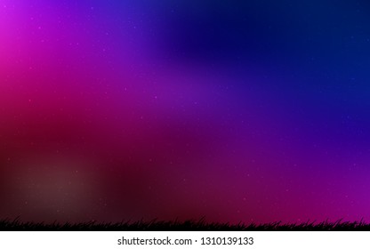 Dark Blue, Red vector pattern with night sky stars. Glitter abstract illustration with colorful cosmic stars. Template for cosmic backgrounds.