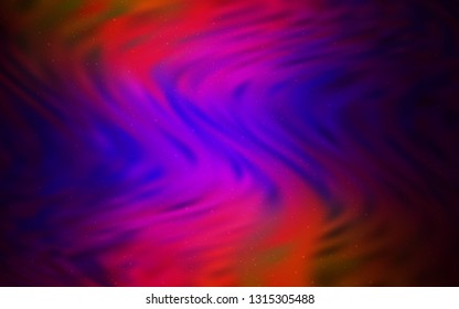 Dark Blue, Red vector pattern with night sky stars. Glitter abstract illustration with colorful cosmic stars. Template for cosmic backgrounds.