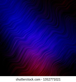 Dark Blue, Red vector pattern with wry lines. Colorful geometric sample with gradient curves.  Pattern for booklets, leaflets.