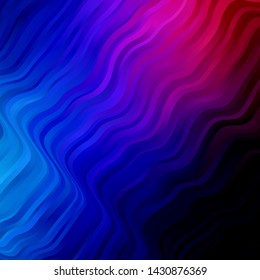 Dark Blue, Red vector pattern with wry lines. Abstract illustration with gradient bows. Pattern for commercials, ads.