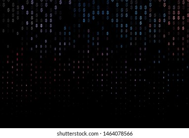 Dark Blue, Red vector pattern with dollar, USD, usa. Colored symbols of all currency on white background. The pattern can be used for financial, investment websites.